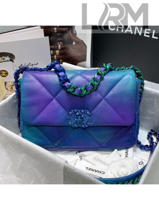 Chanel 19 Tie and Dye Calfskin Small Flap Bag AS1160 Blue/Purple 2021