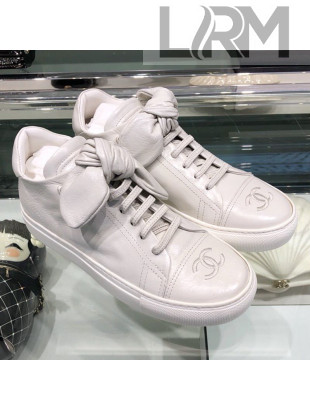 Chanel Vintage Lambskin Bow Sneakers G34919 White 2019