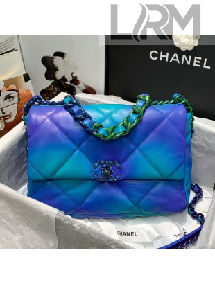 Chanel 19 Tie and Dye Calfskin Large Flap Bag AS1161 Blue/Purple 2021