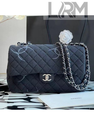 Chanel Quilted Denim Large Flap Bag 30cm Black 2021