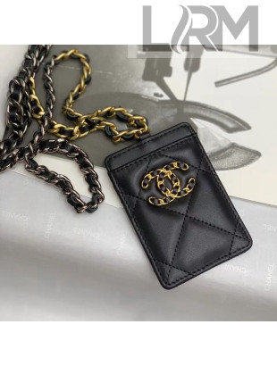 Chanel 19 Badge Holder with Chain AP1745 Black 2021