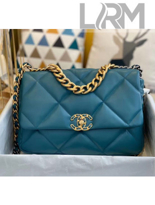 Chanel Lambskin Large Chanel 19 Flap Bag AS1161 Peacock Blue 2020 Top Quality