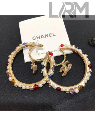 Chanel Colored Pearl Hoop Earrings AB3195 2019