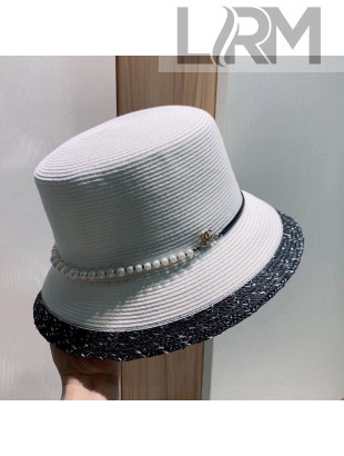 Chanel Straw Bucket Hat White 2021 64