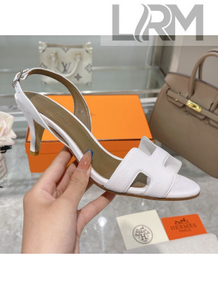 Hermes Leather Heeled Sandals 7cm White 2021 08