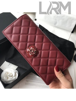 Chanel Lambskin Camellia Clutch Bag A94575 Red 2018