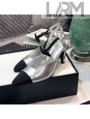 Chanel Lambskin Pumps with Bow 80mm G36360 Silver 2021