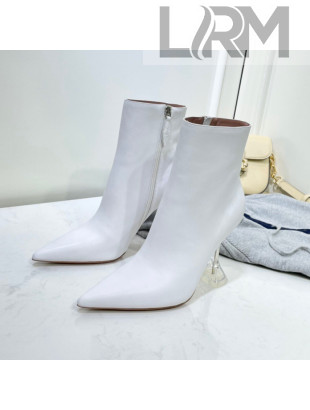 Amina Muaddi Calfskin Short Boots White 2021 08