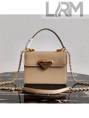 Prada Saffiano Leather Symbole Top Handle Bag 1BN021 Beige 2020