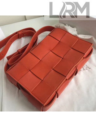Bottega Veneta Cassette Small Crossbody Messenger Bag in Maxi Weave Orange 2019