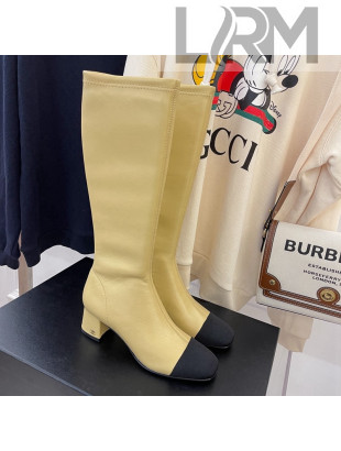 Chanel Leather Calf-High Boots 5cm Apricot 2021 111049