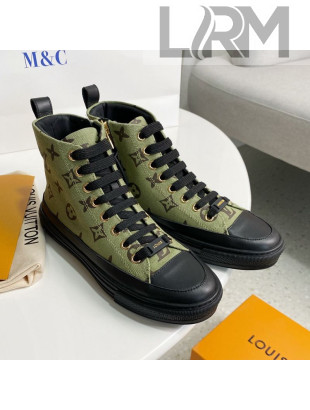 Louis Vuitton Stellar Monogram Canvas Sneaker Boot Khaki Green 2020