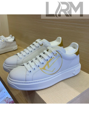 Louis Vuitton Time Out LV Circle Leather Sneakers 1A8NI1 Gold/White 2020