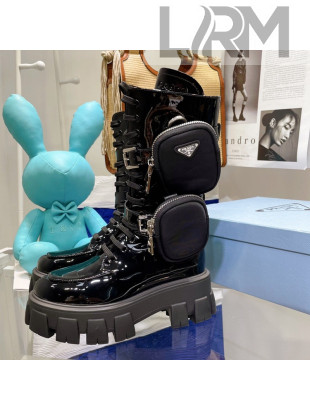 Prada Monolith Patent Leather Boots with Nylon Pouches Black 2021 07