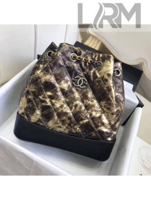 Chanel's Gabrielle Small Backpack In Metallic Crumpled Goatskin&Calfskin Gold 2018