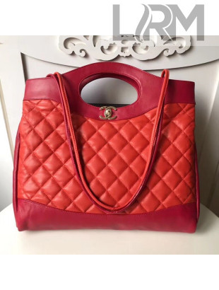 Chanel Lambskin Chanel 31 Medium Shopping Bag A57977 Red 2018