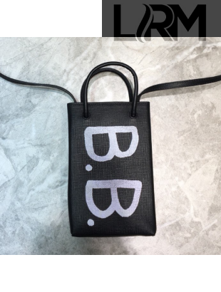 Balenciaga graffiti shopping phone pouch shoulder bag black