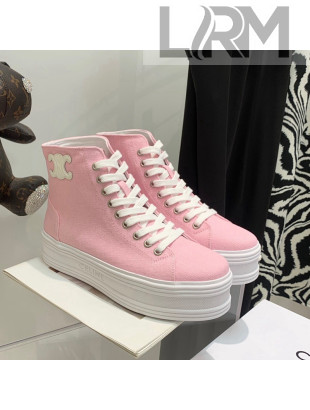 Celine Canvas Flatform High-top Sneakers Pink 2022 032407