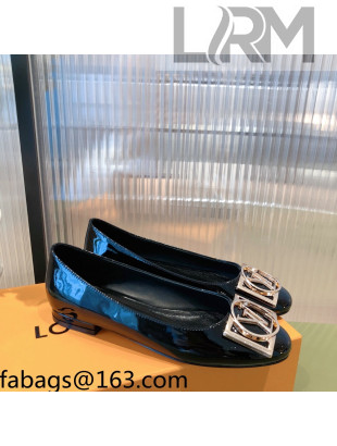 Louis Vuitton Patent Leather LV Buckle Flat Ballerinas Black 2021 112471