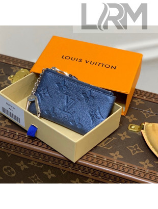 Louis Vuitton Key Pouch in Shimmering Navy Blue Embossed Grained Leather M80900 2021 