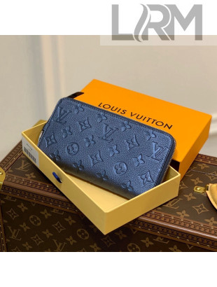 Louis Vuitton Zippy Wallet in Shimmering Navy Blue Embossed Grained Leather M80958 2021 