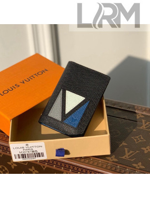 Louis Vuitton Pocket Organizer Wallet in Inlaid V Taiga Leather M30787 Black 2021 