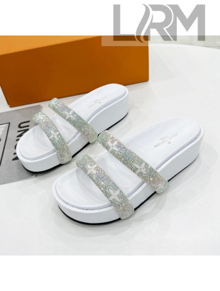 Louis Vuitton Appeal Crystal Slender Straps Platform Slide Sandals White 2022