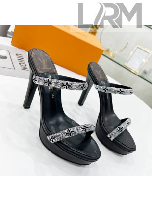 Louis Vuitton Appeal Crystal Slender Straps High Slide Sandals 10.5cm Black 2022