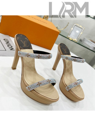 Louis Vuitton Appeal Crystal Slender Straps High Slide Sandals 10.5cm Beige 2022