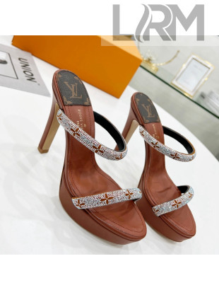 Louis Vuitton Appeal Crystal Slender Straps High Slide Sandals 10.5cm Brown 2022
