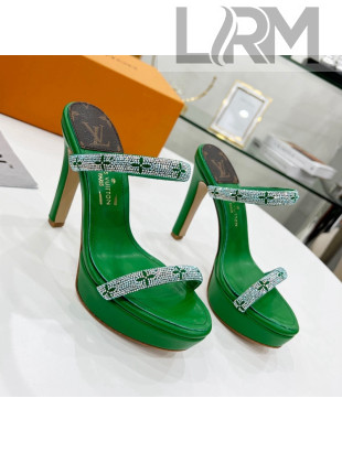 Louis Vuitton Appeal Crystal Slender Straps High Slide Sandals 10.5cm Green 2022
