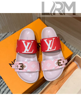 Louis Vuitton Bom Dia Monogram Canvas Flat Slide Sandals Pink/Red 2022