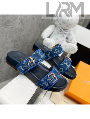 Louis Vuitton Bom Dia Monogram Denim Flat Slide Sandals Blue/Black 2022