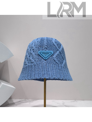Prada Knit Bucket Hat Blue 2022 31