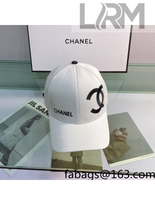 Chanel Canvas Baseball Hat White 2022 03