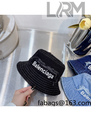 Balenciaga Denim Bucket Hat Black 2022 46