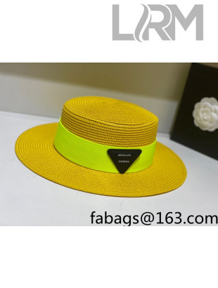 Bottega Veneta Straw Wide Brim Hat Yellow 2022 031120