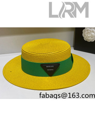 Bottega Veneta Straw Wide Brim Hat Yellow 2022 031125