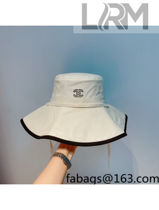 Chanel Canvas Wide Brim Hat White 2022 73