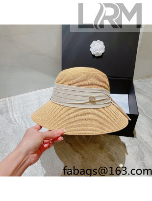 Chanel Straw Bucket Hat Beige/White 2022 031061