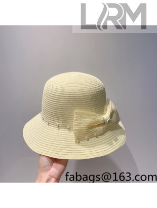 Chanel Straw Bucket Hat with Pearl 2022 0310107