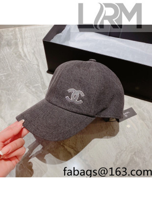 Chanel Denim Baseball Hat Dark Gray 2022 031044