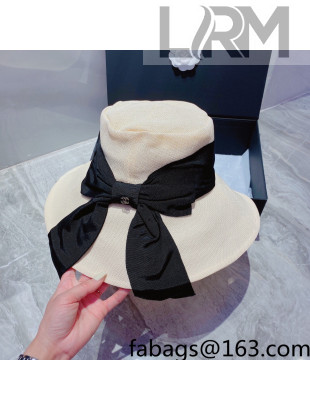 Chanel Bow Wide Brim Bucket Hat White 2022 033122