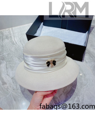 Chanel Straw Bucket Hat White 2022 040116
