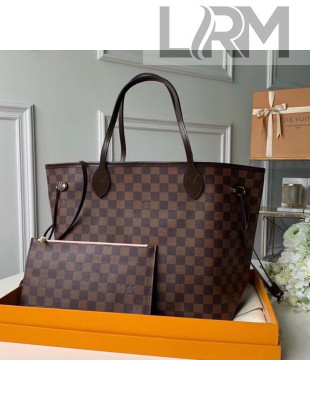 Louis Vuitton Neverfull MM Damier Ebene Canvas Tote Bag N41603 Pink