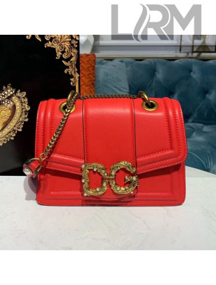 Dolce&Gabbana DG Amore Calfskin Chain Flap Bag Red 2020