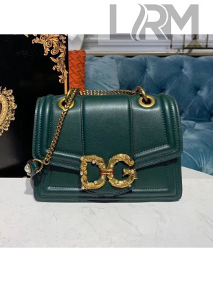 Dolce&Gabbana DG Amore Calfskin Chain Flap Bag Green 2020