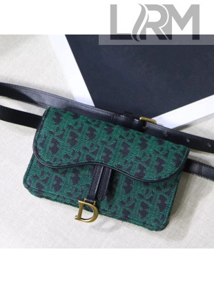 Dior Saddle Oblique Jacquard Canvas Belt Bag Green 2019
