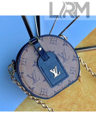 Louis Vuitton Boite Chapeau Necklace Monogram Reverse Canvas Round Chain Clutch M68577 Black 2020