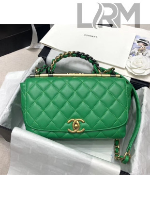 Chanel Quilted Calfskin Small Flap Bag with Top Handle AS1749 Green 2020